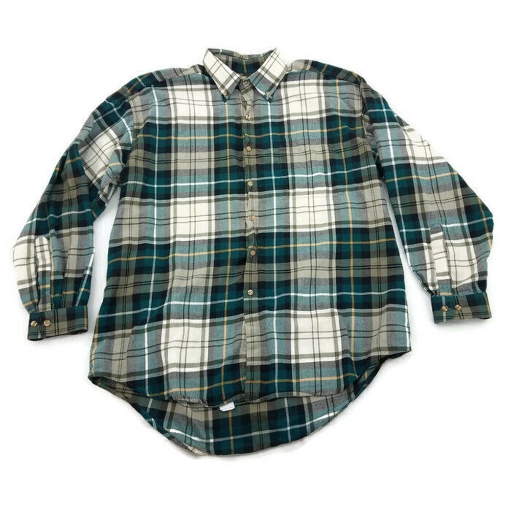 Tango by Max Raab Green Plaid L/S Button Up Cotton Shirt Brazil Mens Large